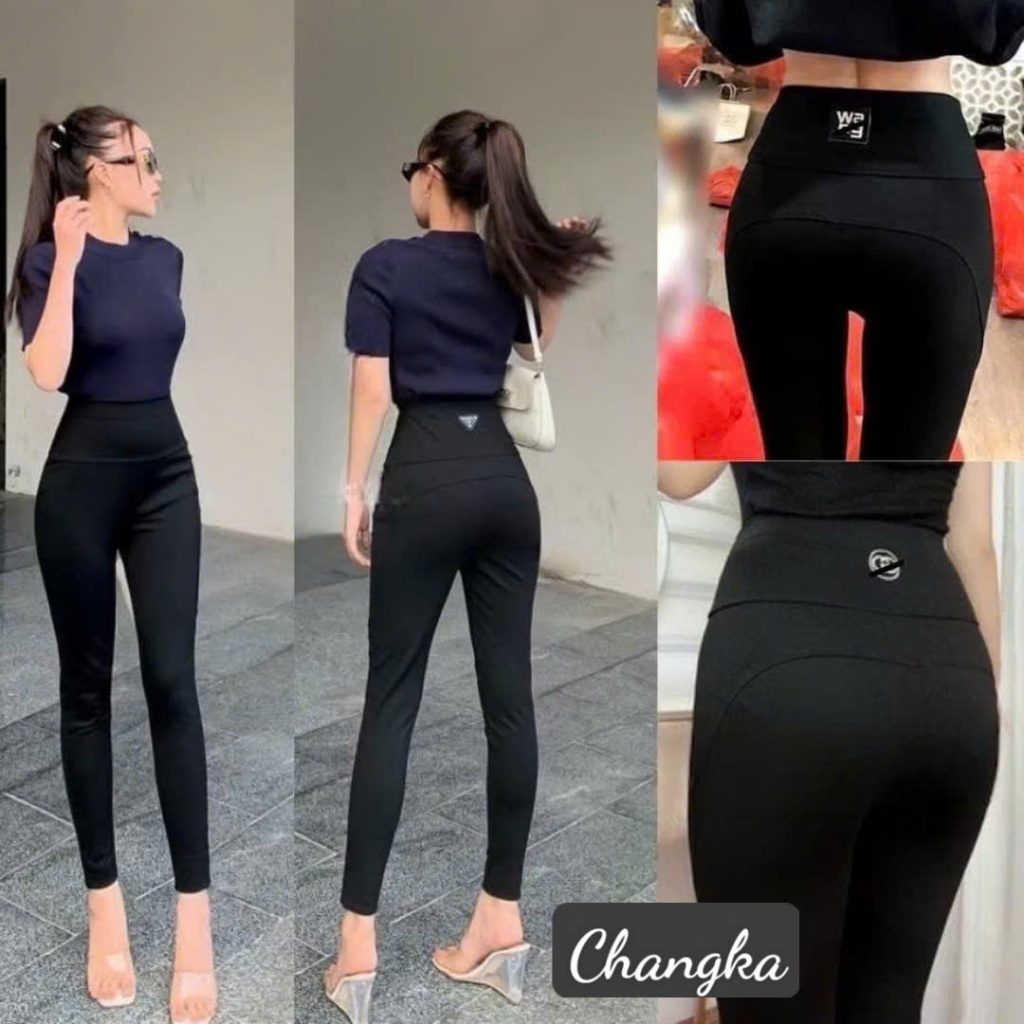 Quần Legging nữ cạp cao chất vải umi dày dặn không cắn chỉ màu đen nâng mông Quần tregging nữ siêu t