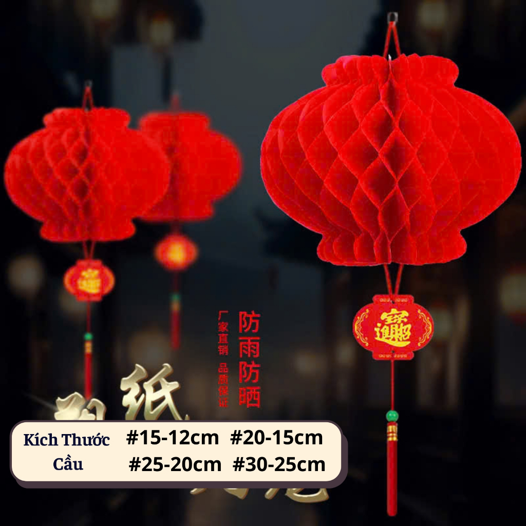 Combo 50-100 Lồng Đèn Trang Trí Tết-Cầu Derco Quán Ăn Nhà Hàng-Cầu Linong