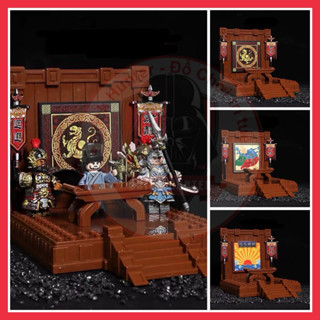 Bộ lắp ráp mô hình Combo Bệ tướng bàn cờ hiệu và bình phong của phủ quan lại thời cổ Tam Quốc