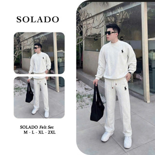 Set Bộ Quần Áo Nỉ Nam Thu Đông Logo Thêu Chất Nỉ 2 Da Dày Dặn Quần Có Dây Rút SOLADO