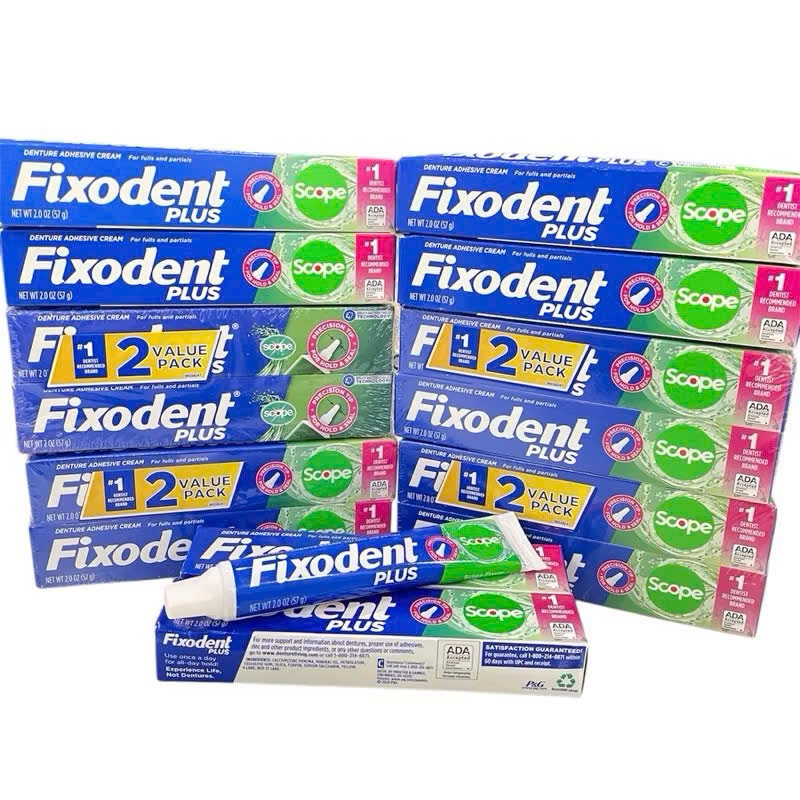 Keo dán răng giả Fixodent Plus Scope Secure 57g Mỹ