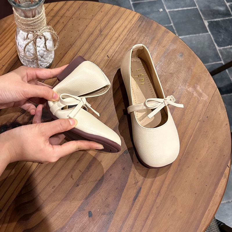 [HÀNG SẴN TUỲ SIZE] (form 1.5) Giày búp bê nơ nhỏ đế bệt dẻo mềm êm chống trơn (Form to)