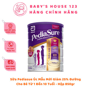   Date T2.2026  Sữa Bột Pediasure Úc Mẫu Mới Giảm 25% Đường - Hộp 850g 