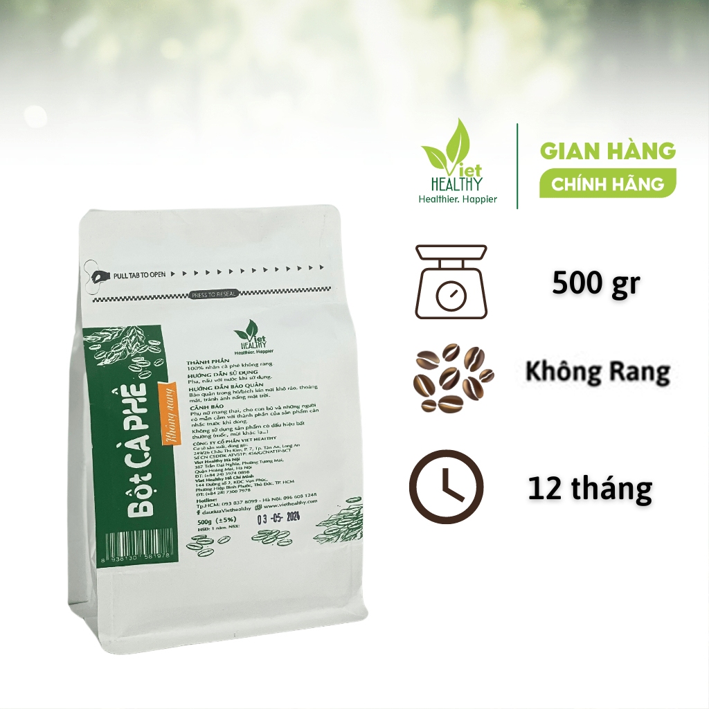 Bột cà phê enema (chỉ có nhân không rang) Viet Healthy 500g