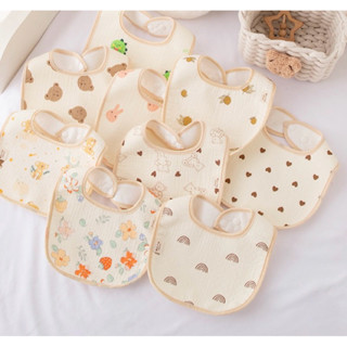 Yếm ăn dặm, yếm dãi chống thấm cho bé - yếm chữ U vải xô MUSLIN cao cấp (YCT01)