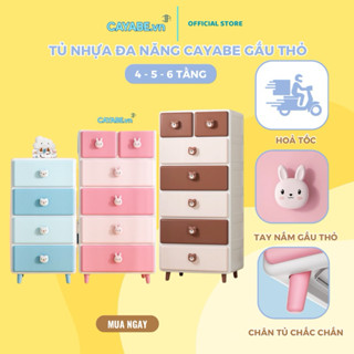 Tủ nhựa gấu thỏ cho bé CAYABE ngăn kéo 4 - 5 - 6 tầng đựng quần áo, tủ nhựa cho bé, tủ nhựa trẻ em