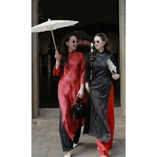 Áo Dài Cách Tân Dáng Xuông Gấm Thọ Trẻ Trung Cao Cấp Bigsize mã AD26