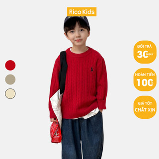  Áo len vặn thừng cho bé trai bé gái từ 13-37kg Dày Ấm Mềm Mịn chính hãng Ambb Kids_Rico Kids 24Z137 