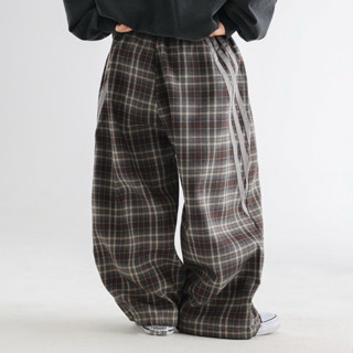 BABYBUYvip-Quần caro nâu ghi phối xọc có dây giút bo gấu quần dáng dài ống rộng xuông to cho vé trai và bé gái