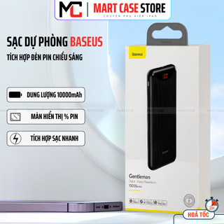 Sạc dự phòng baseus 10000mah - có đèn led - 2 cổng usb - nhỏ gọn mart case