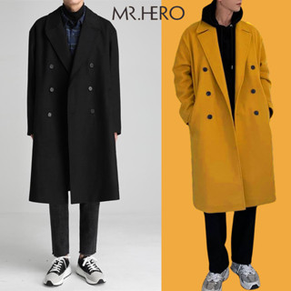 Áo khoác dạ dáng dài form rộng AKD10 M.RO màu nâu đen cho mùa đông