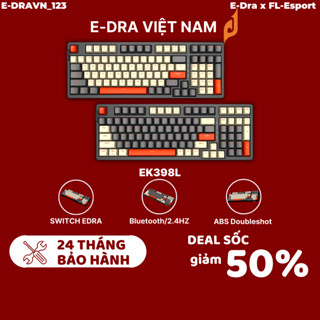 Bàn phím cơ GAMING E-DRA EK398L wireless, chống bám mồ hôi và phai màu. Hàng chính hãng - BH 24tháng