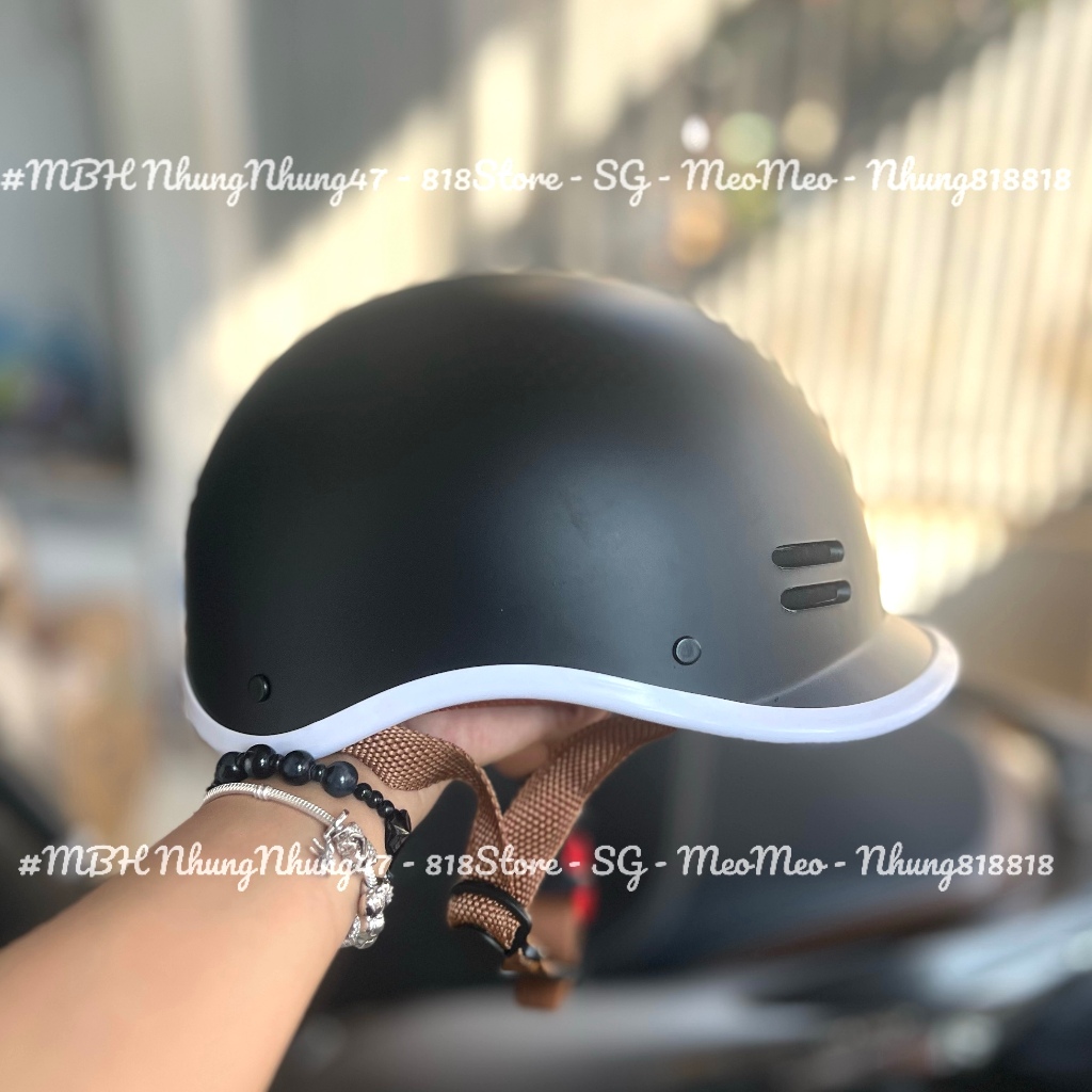 Mũ bảo hiểm 1/2 đầu Cá Heo 10 lỗ kiểu Nhật, Free Size cho vòng đầu 52 - 58cm Cao Cấp