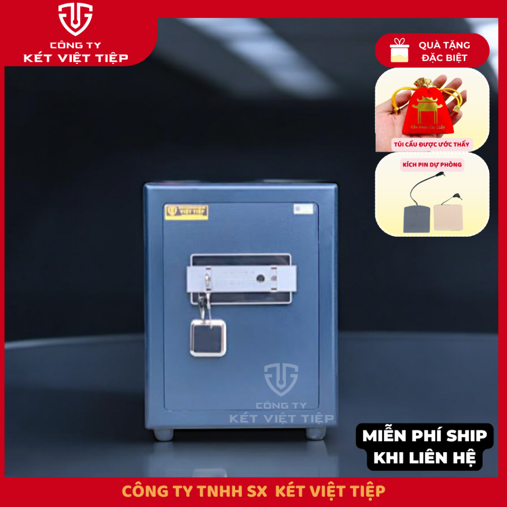Két sắt Việt Tiệp KM570 Khóa vân tay kết hợp điện tử phím nhấn 60kg +- (Hàng công Ty Két Việt Tiệp )