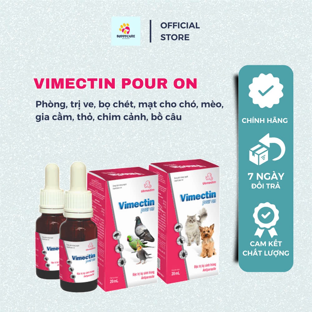VIMECTIN POUR ON 20ML VEMEDIM - Kiểm Soát Ký Sinh Trùng, Ve, Bọ Chét, Mạt Gà ( chó, mèo, gia cầm)