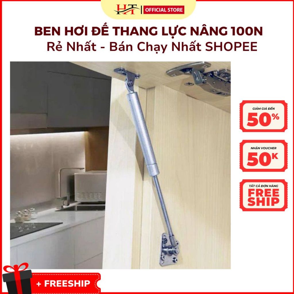 Ben Hơi Đế Thang 100N Giúp chống Đỡ cánh Tủ Hạ Mở Nhẹ Nhàng
