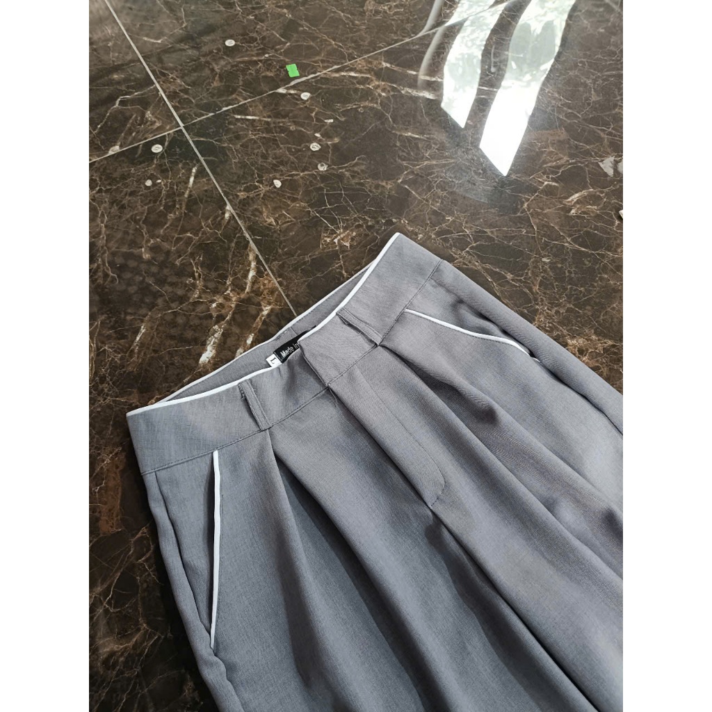 Quần tây suông ống rộng lưng cao tôn eo cạp phối viền trắng xinh lạ mẫu mới hot trend (mã 00) | BigBuy360 - bigbuy360.vn