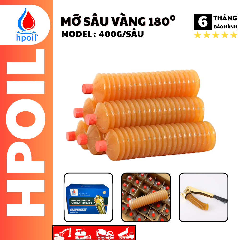 Mỡ Sâu Vàng HPOIL 400G Chịu Nhiệt 180độ Mỡ Bôi Trơn Kháng Nước Độ Bám Dính Cao Chống Oxi Hóa