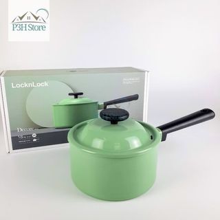 Nồi Decore Lock&Lock 18cm một tay cầm có nắp LDE1181IH sử dụng được bếp từ màu xanh