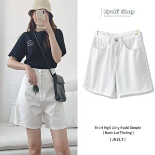 Quần sọt jean kaki ngố lửng nữ trắng phong cách Ulzzang form rộng (Nhiều size)  - Quần Short Trắng Jean Kyubi JN21.T