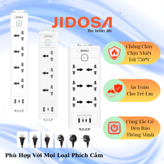 Ổ Cắm Điện JIDOSA Đa Năng Tích Hợp Ổ USB - Type C Công Suất 2500W Dây Dài 2m/3m Thiết Kế Chống Giật