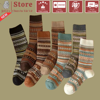 Set 7 Đôi Tất Vớ Nam Nữ Chất Liệu Thổ Cẩm Lạ Mắt