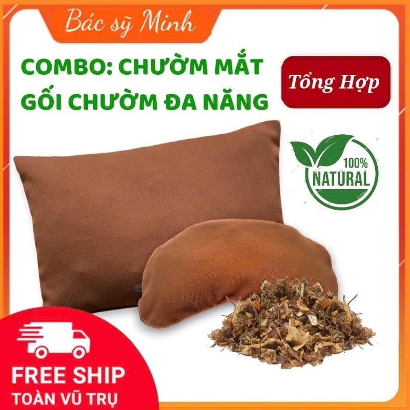 Combo 2 túi Chườm Thảo Dược -  Đa Năng và Chườm Mắt, Thư Giãn, giảm nhức mỏi cổ gày, dễ ngủ