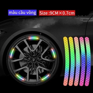 Tem bộ 20 miếng dán phản quang cảnh báo an toàn trang trí dán viền bánh xe điện xe đạp xe máy xe hơi,phụ tùng phụ kiện