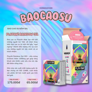  Bao cao su PLAYAH! Rainbow Gel – Đẫm gel bôi trơn chất tự nhiên khử mùi cao su Chính hãng 