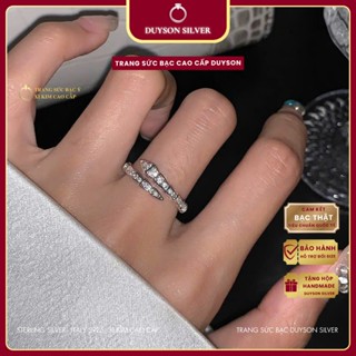 Nhẫn bạc Ý xi bạch kim Duyson Silver hình con rắn đính đá Cz 6A Thụy Sĩ cao cấp NXK60