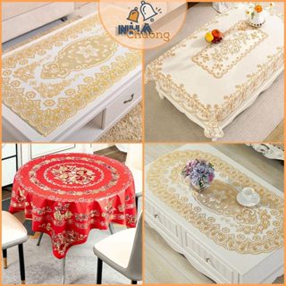 Khăn Trải Bàn PVC, Khăn Trải Bàn Chống Thấm Nước Dập Nổi Ren Hoa Nhiều Kích Thước