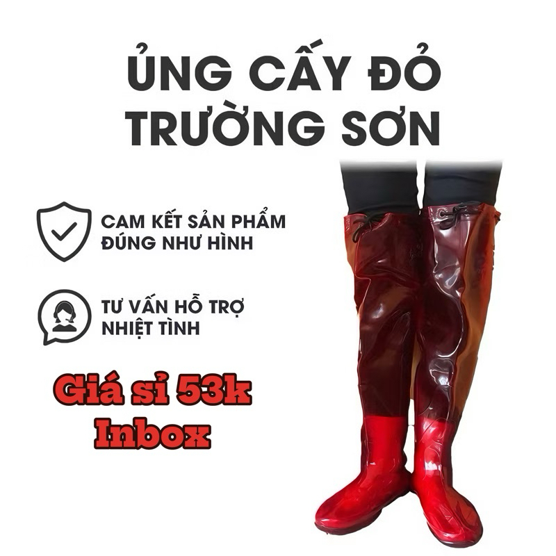 Ủng Cấy Cao Su Đỏ Trường Sơn - Chống Nước 100% | Size 34-42 Cao 55cm | Làm Đồng, chuồng Trại