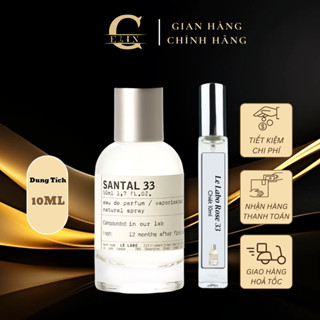 nước hoa nam nữ Le labo Santal 33, Thơm Lâu, Hương Gỗ Trầm Ấm Sang trọng chiết 10ml - luxury