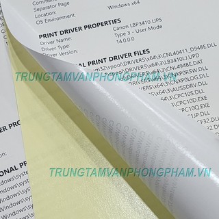 Xấp 100 tờ giấy decal A4 mặt trắng đế vàng