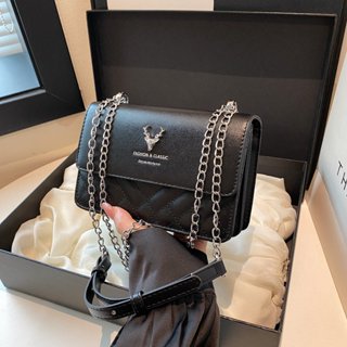 Túi xách nữ đeo chéo vai dáng vuông dây xích fullbox màu đen trắng 7K STORE TX39