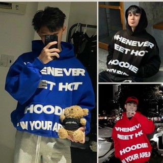 Áo khoác nam Hoodie WHENEVER Nỉ Bông IN NỔI - Áo khoác Form Rộng Nữ mùa đông cặp đôi Unisex dáng boxy