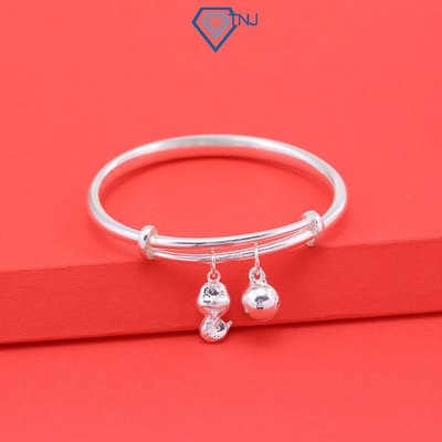 Lắc bạc cho bé hình rắn trắng bạc khắc tên miễn phí, vòng bạc cho bé sơ sinh freesize dễ thương LTT0183 - Trang Sức TNJ