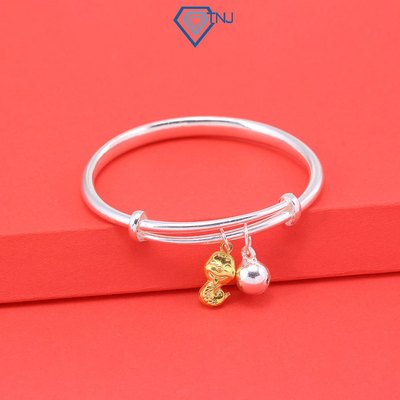 Lắc bạc cho bé hình rắn charm vàng dễ thương khắc tên theo yêu cầu LTT0183 - Trang Sức TNJ