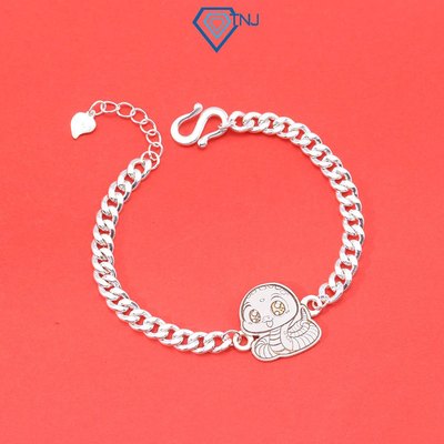 Vòng tay bạc cho bé hình rắn dễ thương khắc tên theo yêu cầu LTT0184 - Trang Sức TNJ