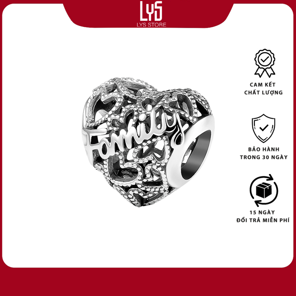 Charm Bạc Lys Family Heart Trái Tim Gia Đình 1496 - Charm Bạc S925 cao cấp