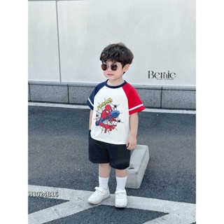 Bộ cotton cộc tay siêu nhân người nhện spider man Bernie cho bé