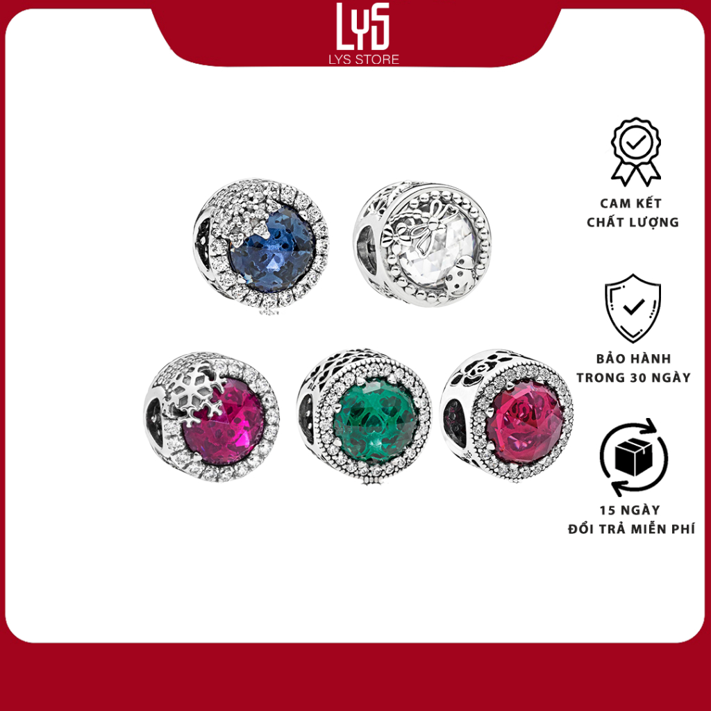 Charm Bạc Lys Mạ Bạc 925 Hình Hoa Tuyết Lấp Lánh - Charm Bạc S925 cao cấp