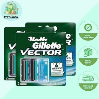   Combo 5 Vỉ  Lưỡi Dao Cạo Râu Kép Gillette vector Cực Sắc Siêu Bền Thiết Kế Tiện Dụng Lưỡi Kép Tiên Tiến 