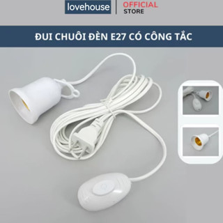 Đui đèn liền dây E27 có móc treo công tắc liền phích cắm chống vỡ tắc độc lập có móc treo