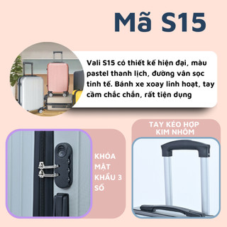 Vali du lịch vali kéo S-155 Size 20inch/24inch, chính hãng bảo hành 5 năm