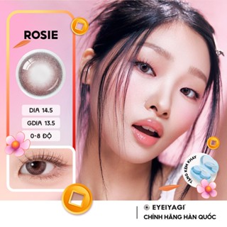 Kính áp tròng EYEIYAGI màu nâu ánh hồng giãn tròng Rosie DIA 14.5mm lens cận 3 tháng có lệch độ (0-8 độ) | 1 chiếc