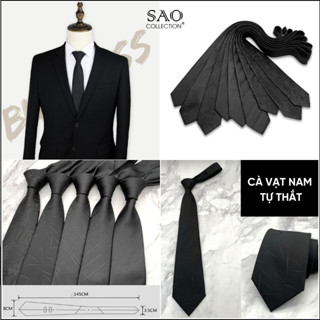 Cà Vạt Lụa Màu Đen Bản Lớn Phong Cách Hàn Quốc Tự Thắt Cho Nam Sang Trọng Tinh Lịch Lãm (CVN8-L1)