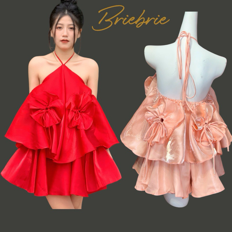 Ruby set cổ yếm Briebrie chất liệu tafta bóng sang xịn - 367