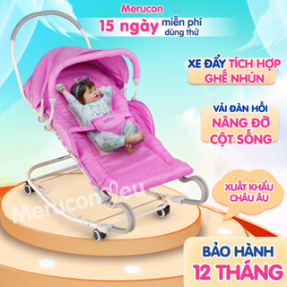 Ghế bập bênh cho bé AutoRu, ghế rung nhún cho bé sơ sinh đến 18 tháng có bánh xe đẩy, đạt chuẩn xuất khẩu châu Âu