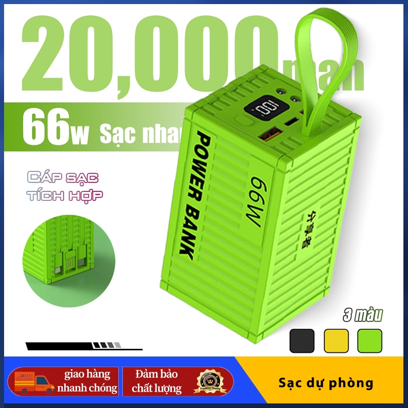 Sạc dự phòng sạc nhanh 66W 20000mah Dung lượng lớn sạc nhanh PD20W di động ngoài trời pin dự phòng